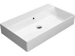 GSI KUBE X keramické umyvadlo 80x47cm, broušená spodní hrana, bez otvoru, bílá ExtraGlaze 94229011