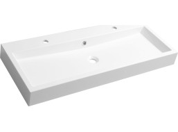 Sapho ORINOKO umyvadlo, litý mramor, 100x42 cm, 2 otvory pro baterii, bílá OR101