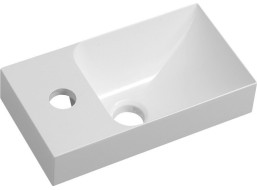 Sapho PICCOLINO umývátko 30, 8x17cm, litý mramor, baterie vlevo, bílá PK300