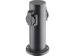Solight zahradní sloupek IP44, nerez ocel, 2 zásuvky, válec, černý