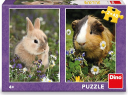DINO Puzzle Králíček a morče 2x48 dílků
