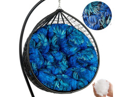 Oboustranný voděodolný sedací polštář do závěsného křesla 130 cm- Blue Passion/černý