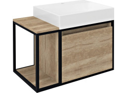Sapho SKARA umyvadlová skřňka 80x49, 5x46, 5cm, černá mat/dub Alabama CG003-2222