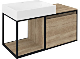 Sapho SKARA umyvadlová skříňka 100x49, 5x46, 5cm, černá mat/dub Alabama CG004-2222