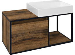 Sapho SKARA umyvadlová skříňka 100x49, 5x46, 5cm, černá mat/dub Collingwood CG004-1919