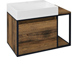 Sapho SKARA umyvadlová skříňka 80x49, 5x46, 5cm, černá mat/dub Collingwood CG003-1919