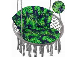 Voděodolný polštář do závěsného křesla LUNA BIZU 60x100 cm - Monstera - tmavě modrý