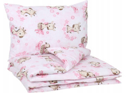 Dětské bavlněné povlečení do postýlky 120x90 cm BABYMAM PREMIUM - Žirafa - růžové