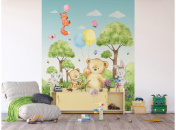 Dětská fototapeta - Medvídek - šedý - 225x270 cm