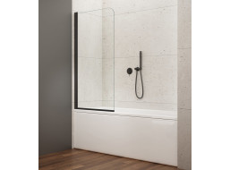 Aqualine VILMA vanová zástěna 600x1400mm, černá, čiré sklo AQ6014B