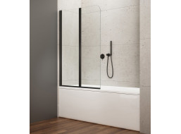 Aqualine WILA vanová zástěna 900x1400 mm skládací, černá, čiré sklo AQ5742B