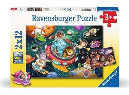 RAVENSBURGER Puzzle Zvířátka ve vesmíru 2x12 dílků