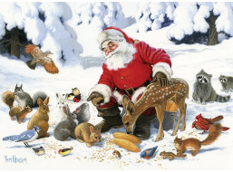 COBBLE HILL Rodinné puzzle Santa se zvířecími přáteli 350 dílků