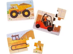 Bigjigs Toys Puzzle 3v1 Stavební stroje