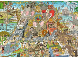 RAVENSBURGER Puzzle Pohled do zpětného zrcátka: Safari 1000 dílků