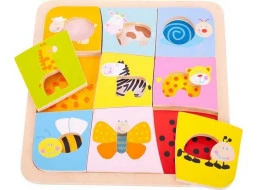 Bigjigs Toys Dřevěné vkládací puzzle 9 zvířátek