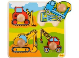 Bigjigs Toys Vkládací puzzle stavební stroje