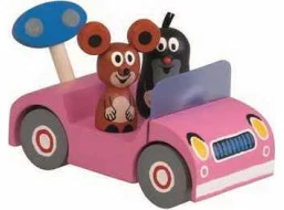 Detoa Dřevěné auto růžové - Krtek na výletě