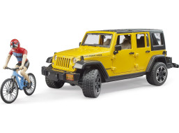 Bruder Jeep Wrangler Rubicon s cyklistou a kolem