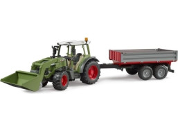 Bruder Traktor Fendt Vario 211 s čelním nakladačem a sklápěcím přívěsem