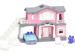 Green Toys Růžový dům s 9 ks příslušenství