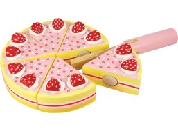 Bigjigs Toys Dřevěný krájecí dort s jahodami