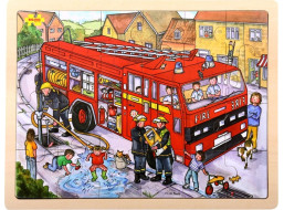 Bigjigs Toys Dřevěné puzzle hasiči 24 dílků