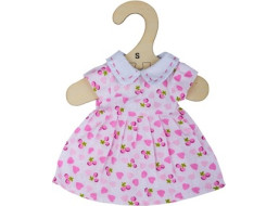 Bigjigs Toys Růžové šaty se srdíčky pro panenku 28 cm
