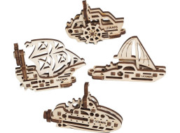 Ugears 3D dřevěné mechanické puzzle 4 mechanické přívěšky Plavidla