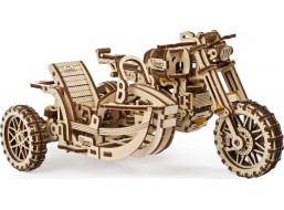 Ugears 3D dřevěné mechanické puzzle UGR-10 Motorka (scrambler) s vozíkem
