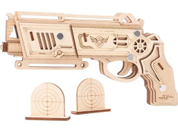 Woodcraft Dřevěné 3D puzzle Zbraň na gumičky Falcon přírodní
