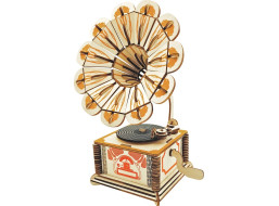 Woodcraft Dřevěné 3D puzzle Gramofón barevný
