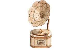 RoboTime dřevěné 3D puzzle Starožitný gramofon