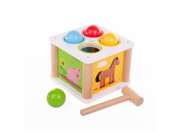 Bigjigs Baby Dřevěná zatloukačka Farma