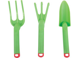 Bigjigs Toys Zahradní set nářadí plastový zelený 3ks