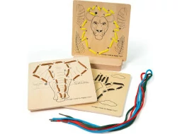 Bigjigs Toys Provlékání podle čísel Divoká zvířata