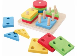 Bigjigs Baby Nasazování barevných tvarů na tyče