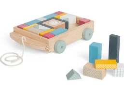 Bigjigs Toys Vozík s dřevěnými kostkami