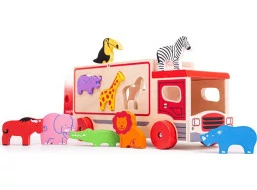Bigjigs Toys Dřevěné auto se zvířátky safari