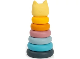 Bigjigs Toys Silikonová stohovací věž Kočka