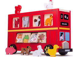 Bigjigs Toys Dřevěný autobus se zvířátky