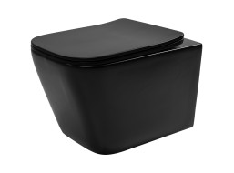 Závěsné WC Rea Julio RIMLESS + Duroplast sedátko flat - černé matné