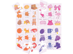 Bigjigs Toys Dřevěné didaktické puzzle barvy 4v1