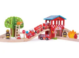 Bigjigs Rail Dřevěná vláčkodráha hasičská stanice