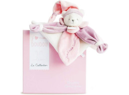 Doudou Dárková sada - plyšový muchláček růžový medvídek 24 cm
