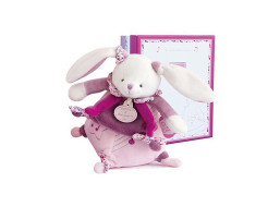 Doudou Dárková sada - Hudební hračka růžový králíček 17 cm