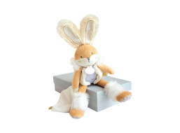 Doudou Dárková sada - plyšový zajíček s dečkou 31 cm béžový