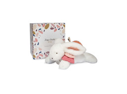 Doudou Dárková sada - Plyšový králíček s tmavě růžovou bambulkou 25 cm