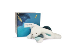 Doudou Dárková sada - Plyšový králíček s tmavě modrou bambulkou 25 cm