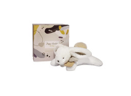 Doudou Dárková sada - Plyšový králíček s béžovou bambulkou 25 cm